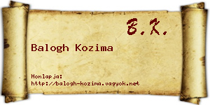 Balogh Kozima névjegykártya